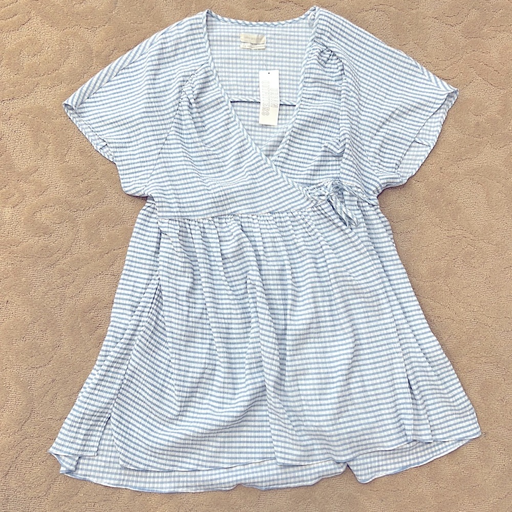 Stripe wrap dress with ties